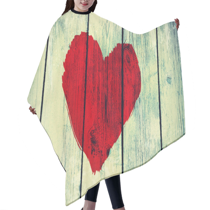 Personality  Love Symbol On Old Wooden Wall Hair Cutting Cape