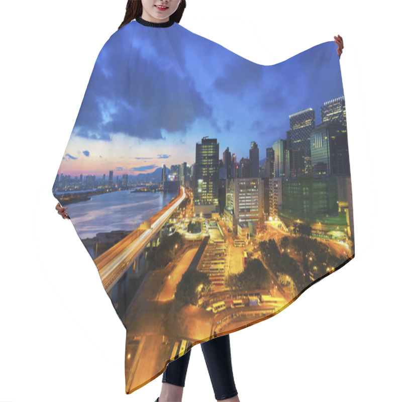 Personality  Sunset Modern City Overpass Hair Cutting Cape