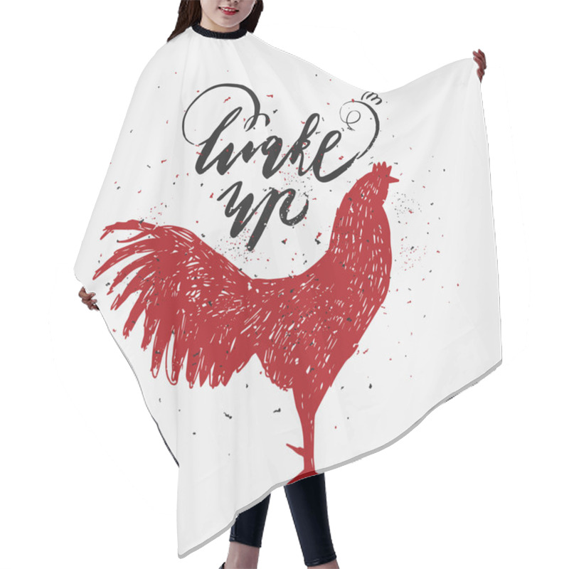 Personality  Hand Drawn Red Rooster  Hair Cutting Cape