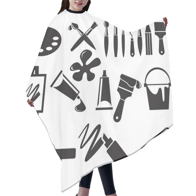 Personality  Art Icons Set Hair Cutting Cape