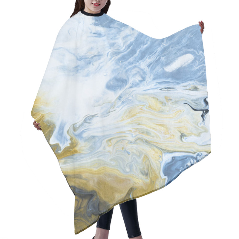 Personality  Blue And Gold Creative Abstract Hand Painted Background, Marble  Hair Cutting Cape