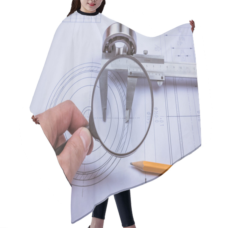 Personality  Tools And Mechanisms Detail On The Background Of Technical Drawings Hair Cutting Cape