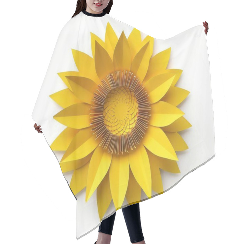 Personality  Vibrant Yellow Paper Sunflower With Intricate Petal Details Against A Clean Background. Hair Cutting Cape