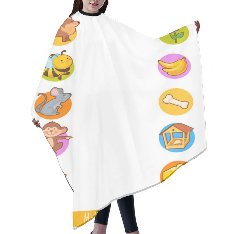 Personality  Educational Children Game. Matching Game For Kids. Logic Activit Hair Cutting Cape