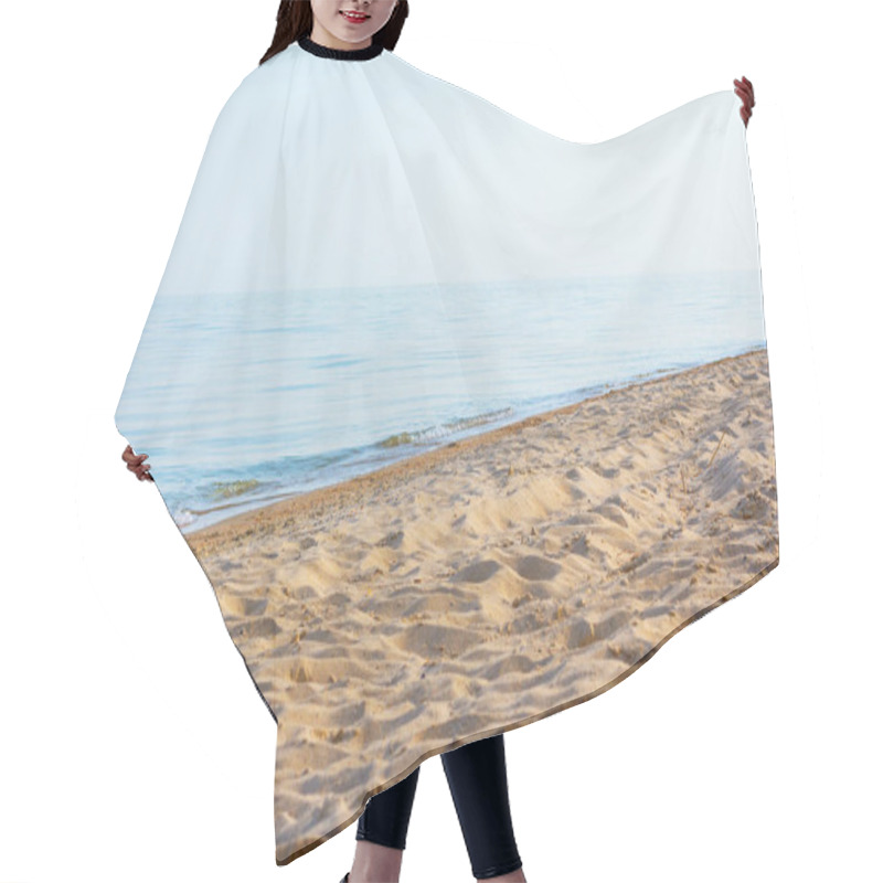 Personality  Empty Sandy Beach . Seaside Scenery In The Morning Hair Cutting Cape