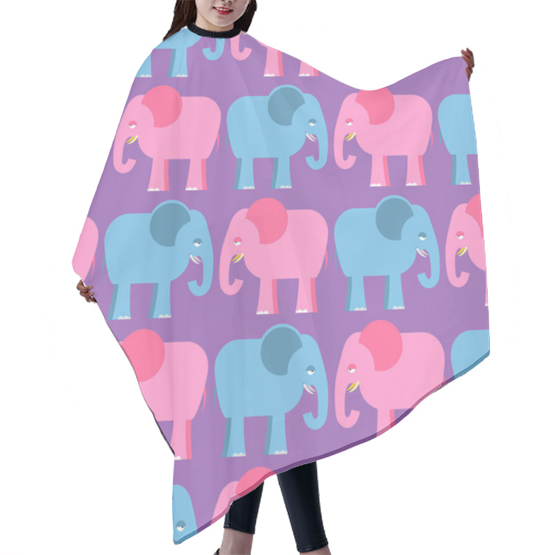 Personality  Elephants Seamless Pattern. Blue And Pink Animals Of  Jungle. Cu Hair Cutting Cape