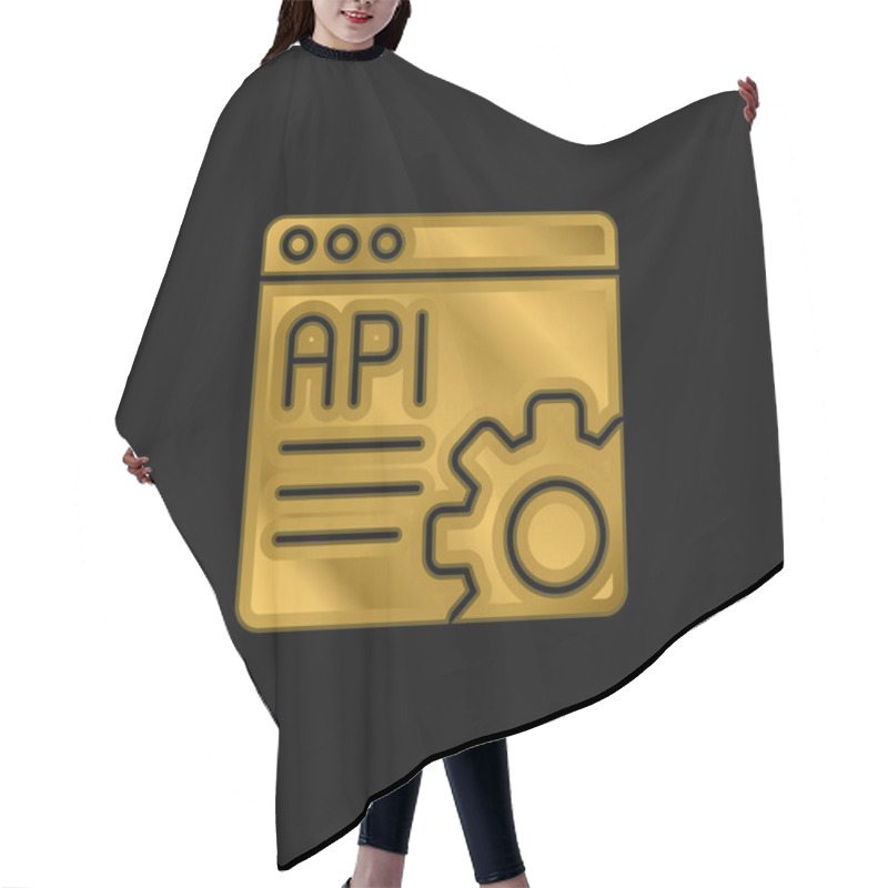 Personality  Api Gold Plated Metalic Icon Or Logo Vector Hair Cutting Cape