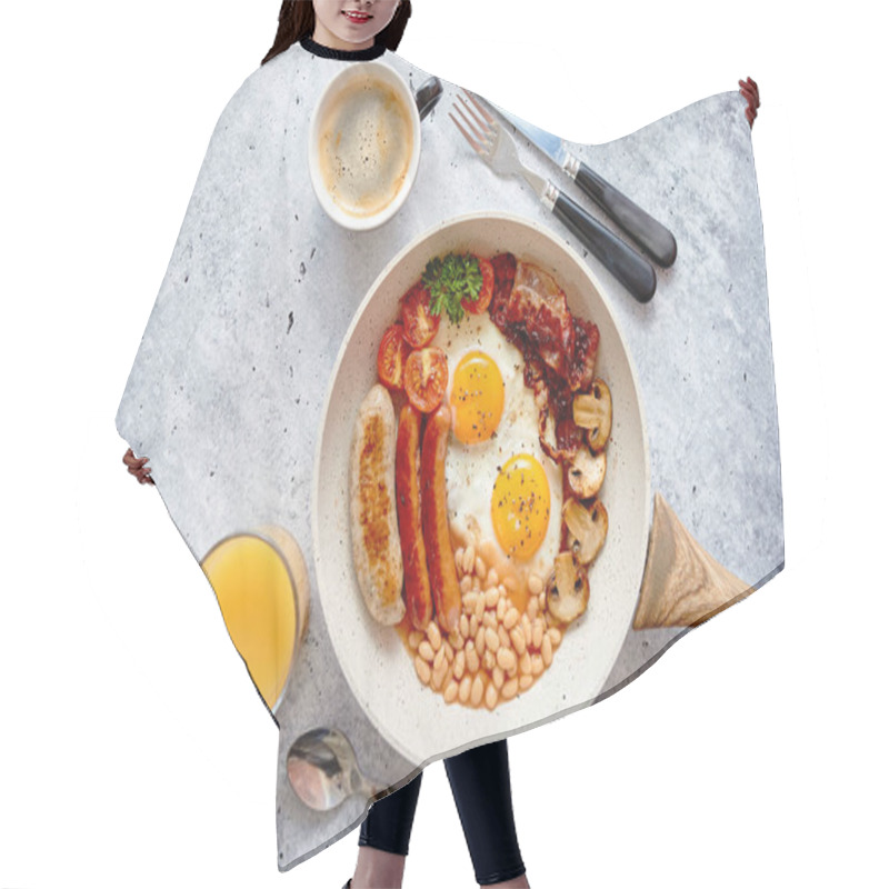 Personality  Full English Breakfast Served In A Pan Hair Cutting Cape