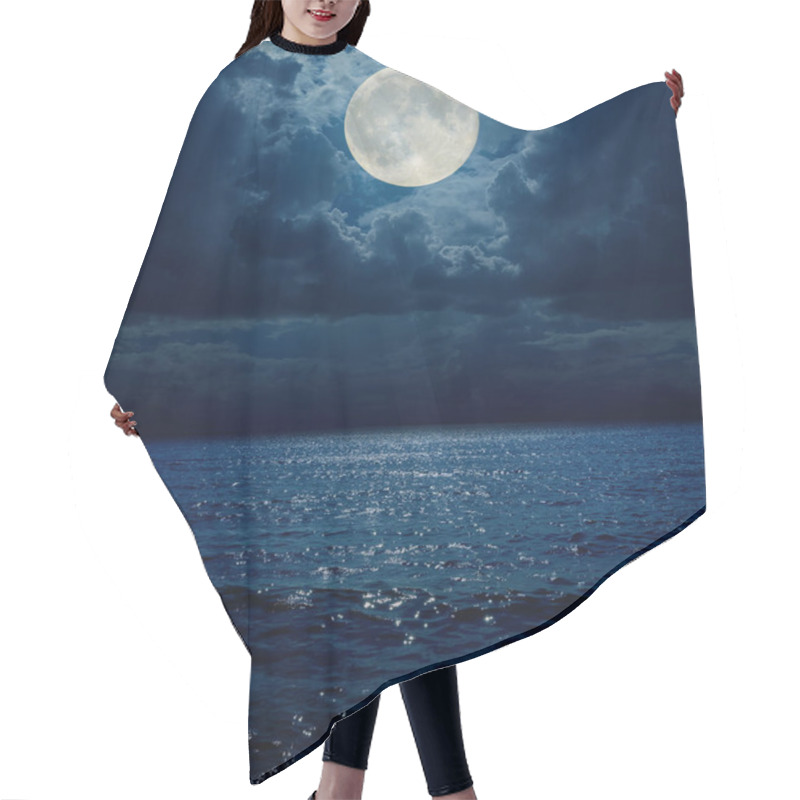 Personality  Super Moon In Dark Clouds Over Sea Hair Cutting Cape