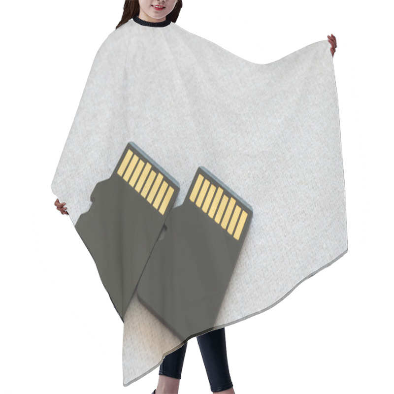 Personality  Two Micro SD Card Next To Each Other On White Background Hair Cutting Cape