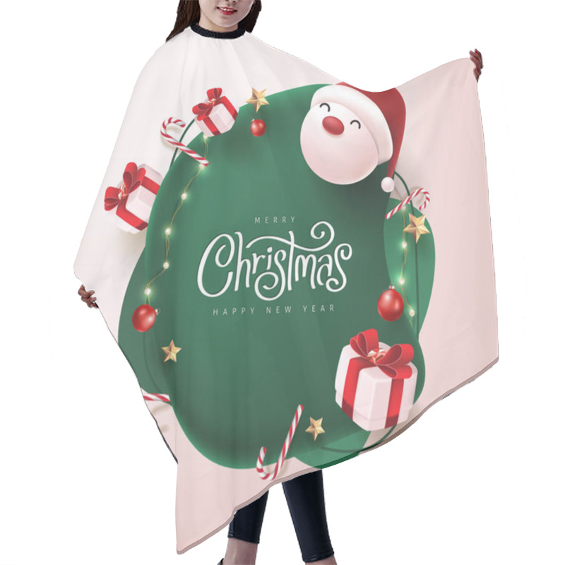 Personality  Merry Christmas And Happy New Year Banner With Cute Santa Claus And Festive Decoration  Hair Cutting Cape