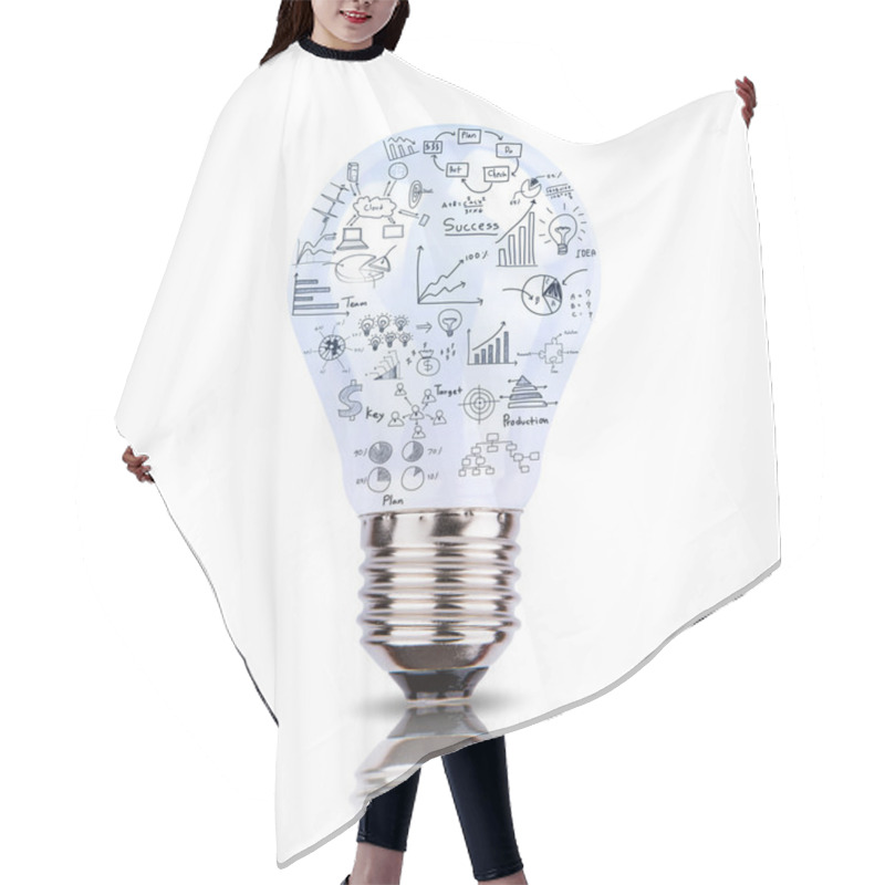 Personality  Light Bulb With Drawing Graph Inside Isolated On White Backgroun Hair Cutting Cape