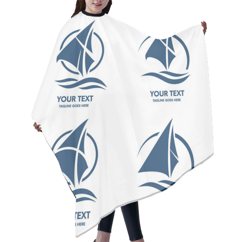 Personality  Elegant Sailing Boat Logo Vector Set Hair Cutting Cape