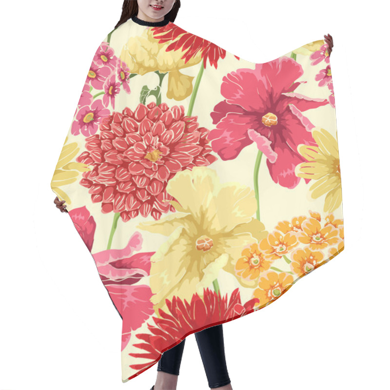 Personality  Seamless Pattern With Flowers Hair Cutting Cape