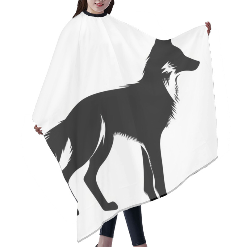 Personality  Silhouette Of A Sleek Fox Standing Gracefully, Showcasing Its Elegant Posture And Bushy Tail. Hair Cutting Cape