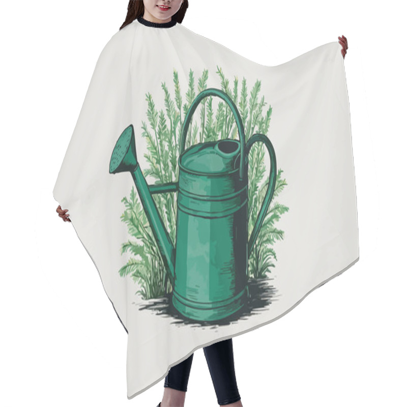 Personality  Drawing Of Watering Can Illustration Hair Cutting Cape