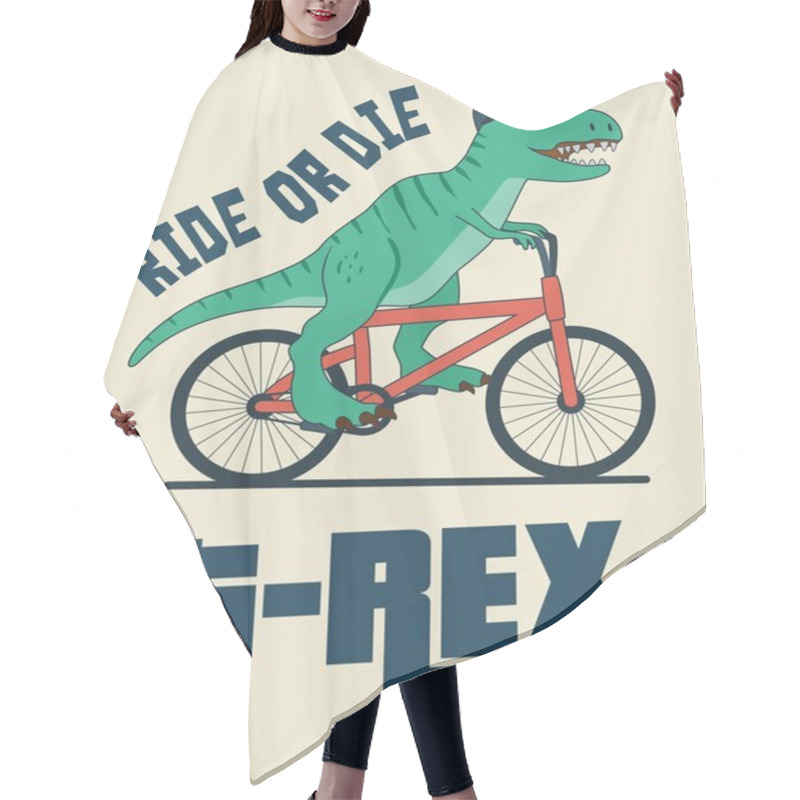 Personality  Dinosaur On Bicycle. Illustration For T-shirt And Other Uses Hair Cutting Cape