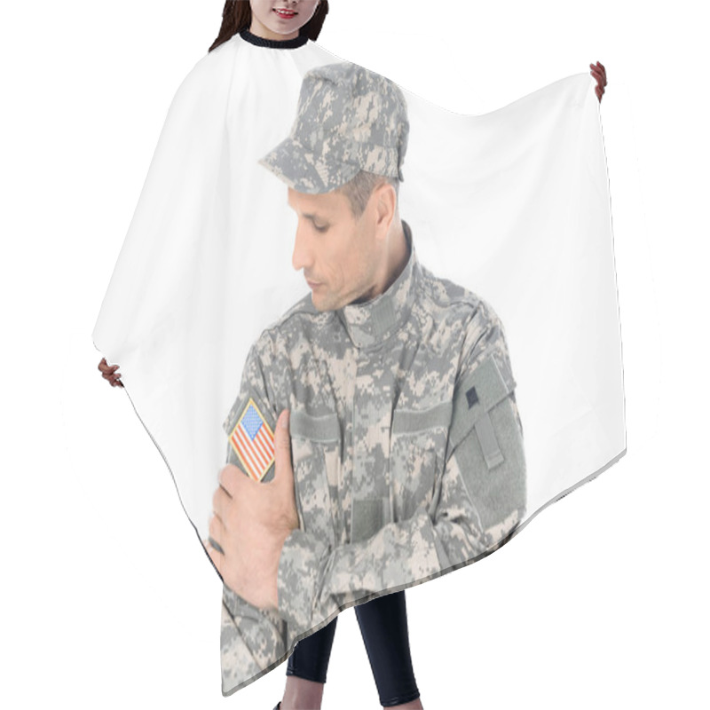 Personality  Soldier In Usa Camouflage Uniform Hair Cutting Cape