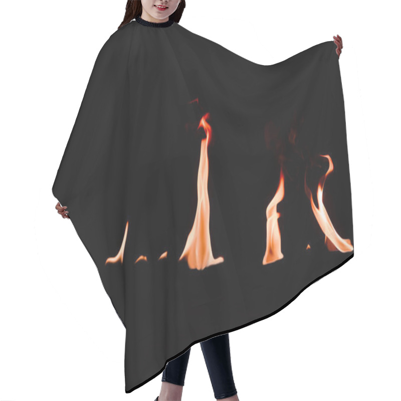 Personality  Close Up View Of Small Burning Orange Fire On Black Backdrop Hair Cutting Cape