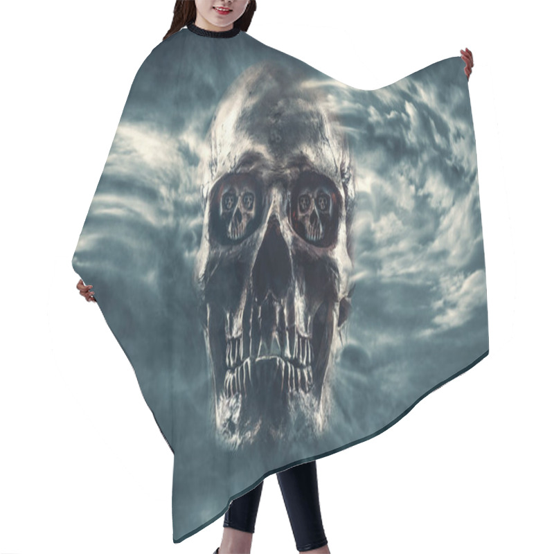 Personality  Scary Grungy Skull With Smaller Skulls In Its Eye Sockets Hair Cutting Cape