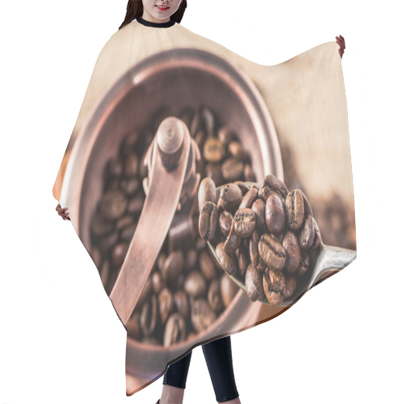 Personality  Coffee Mill With Coffee Beans Hair Cutting Cape