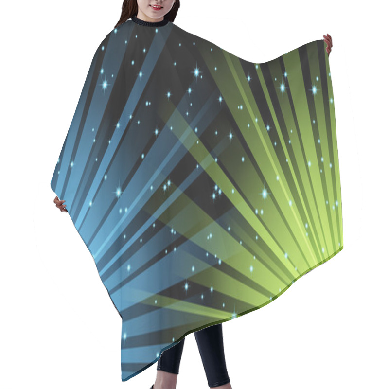 Personality  Vector Abstract Illustration Of Blue Light Beams And Stars Hair Cutting Cape