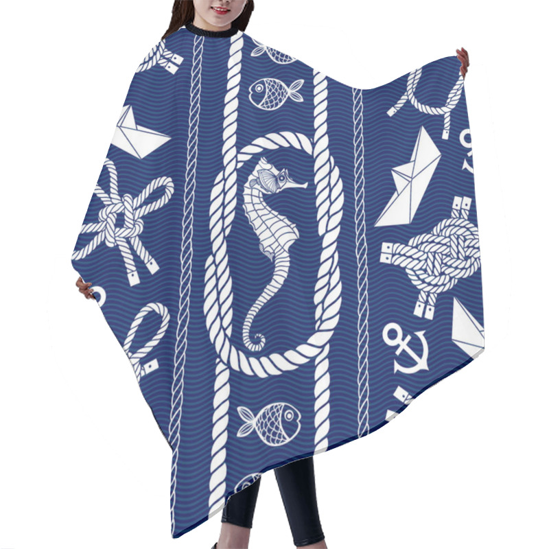 Personality  Seamless Nautical Background. Hair Cutting Cape