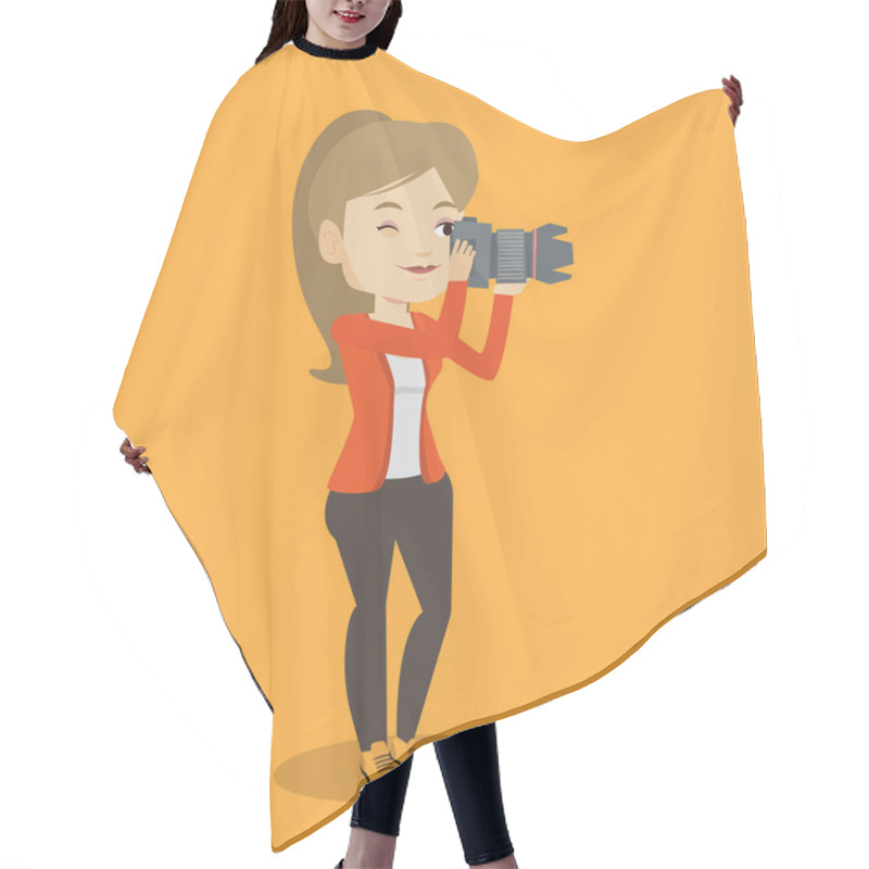 Personality  Photographer Taking Photo Vector Illustration. Hair Cutting Cape