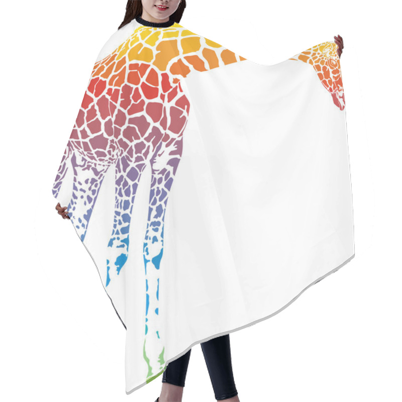 Personality  Rainbow Giraffe Vector Hair Cutting Cape