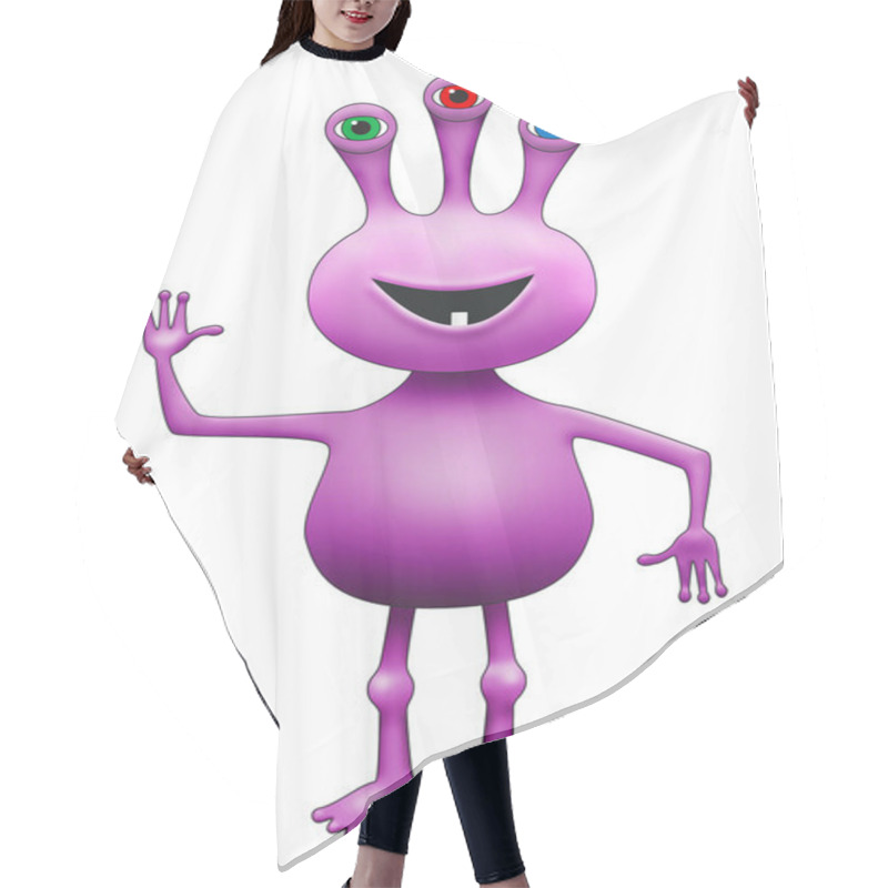 Personality  Purple Three-Eyed Extraterrestrial Alien Hair Cutting Cape