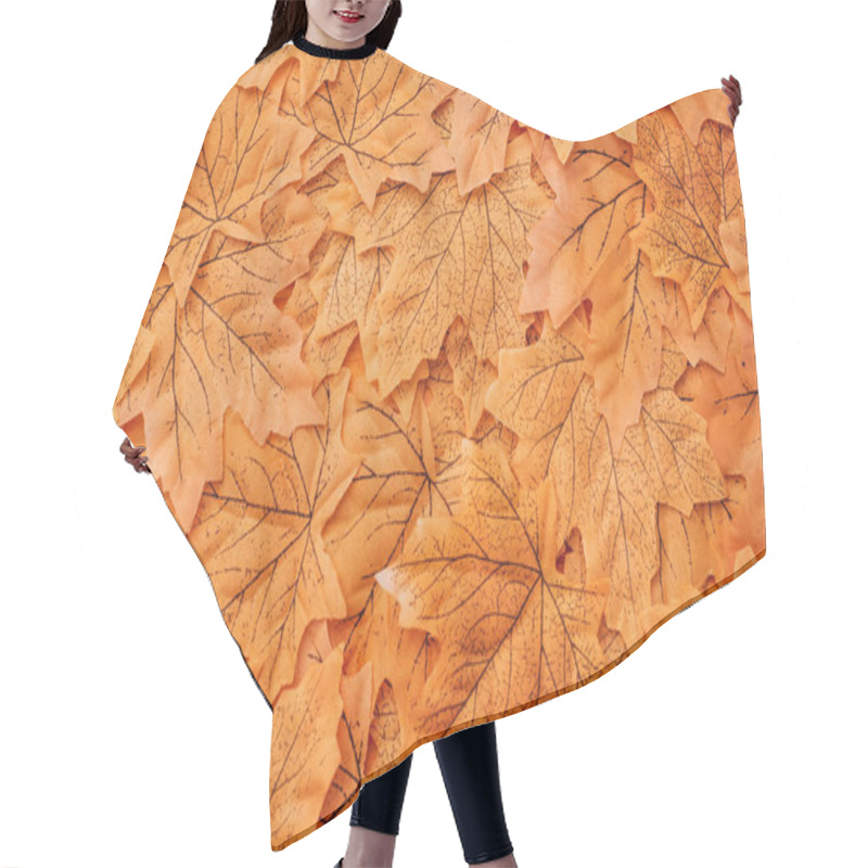 Personality  Top View Of Golden Autumnal Foliage Background Hair Cutting Cape