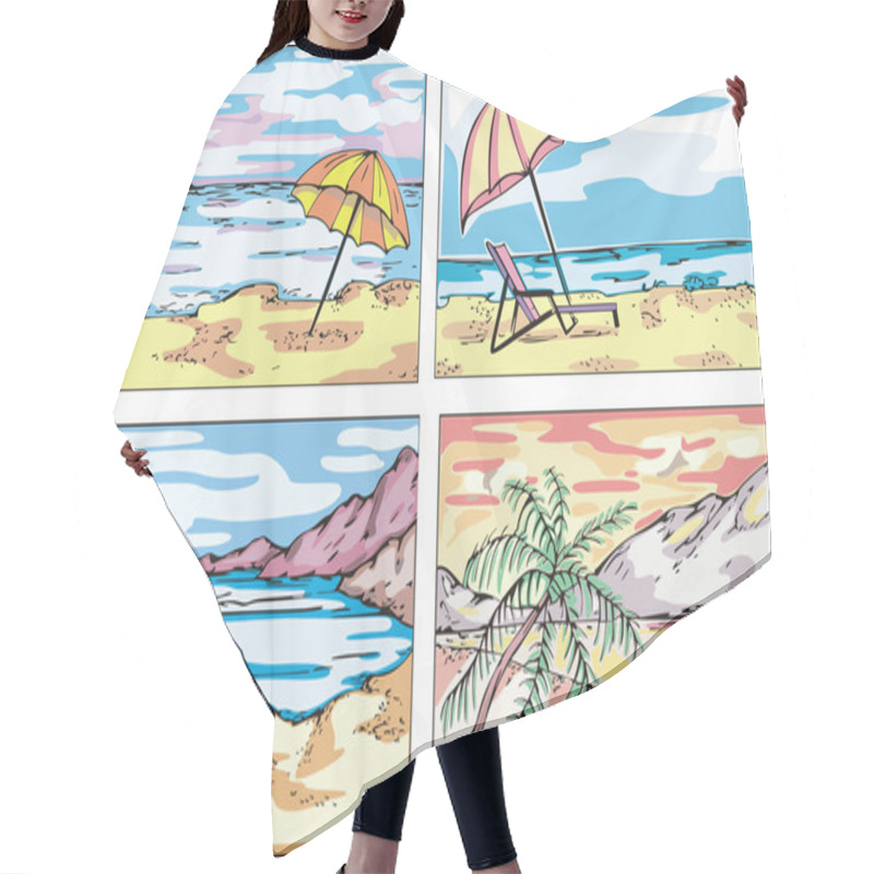 Personality  Beach Sketches Hair Cutting Cape