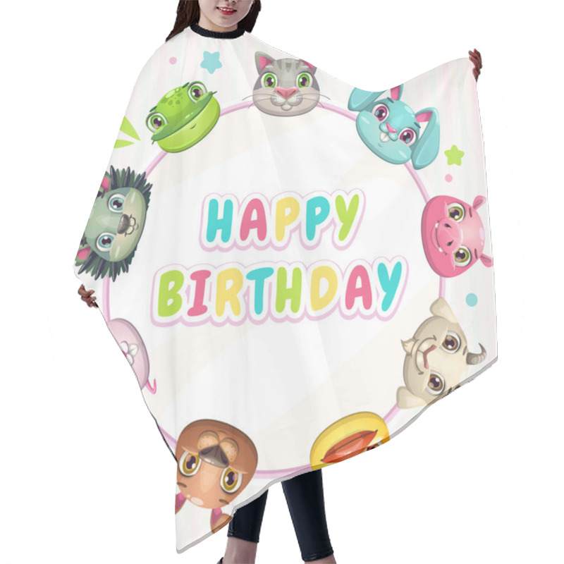 Personality  Cute Childish Birthday Card Template Hair Cutting Cape