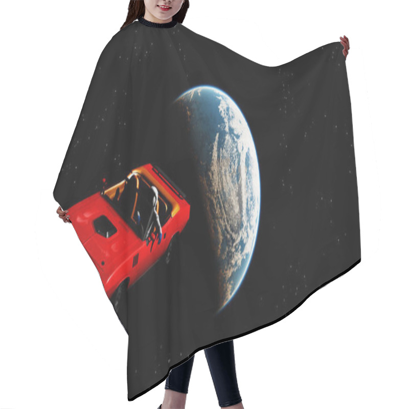 Personality  The Car Image In Space 3D Illustration Hair Cutting Cape