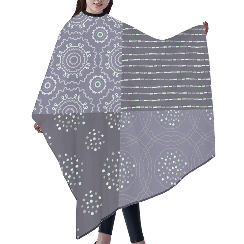 Personality  Seamless Hand Drawn Patterns.  Hair Cutting Cape