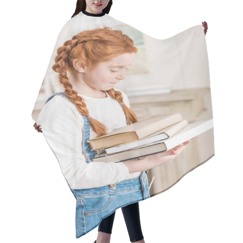 Personality  Little Girl With Books  Hair Cutting Cape