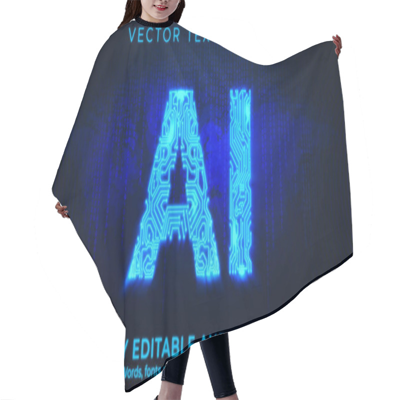 Personality  Artificial Intelligence Text Effect, Editable Technology And Sci Hair Cutting Cape