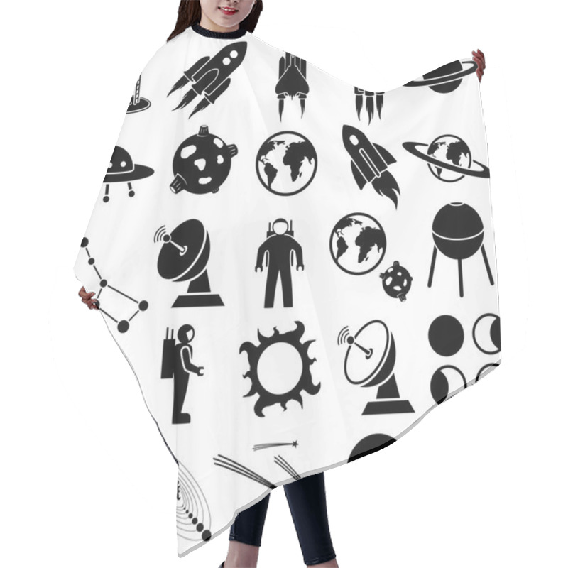 Personality  Space Icon Set Hair Cutting Cape