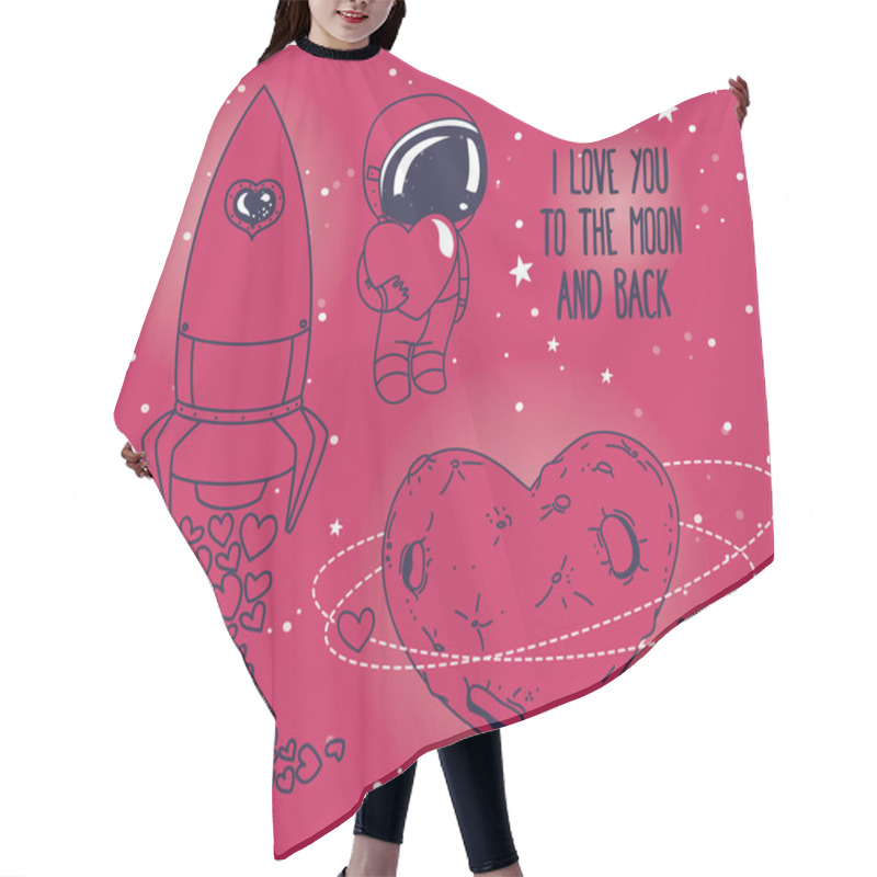 Personality  Set Of Cute Doodle Elements For Valentine's Day Design Hair Cutting Cape