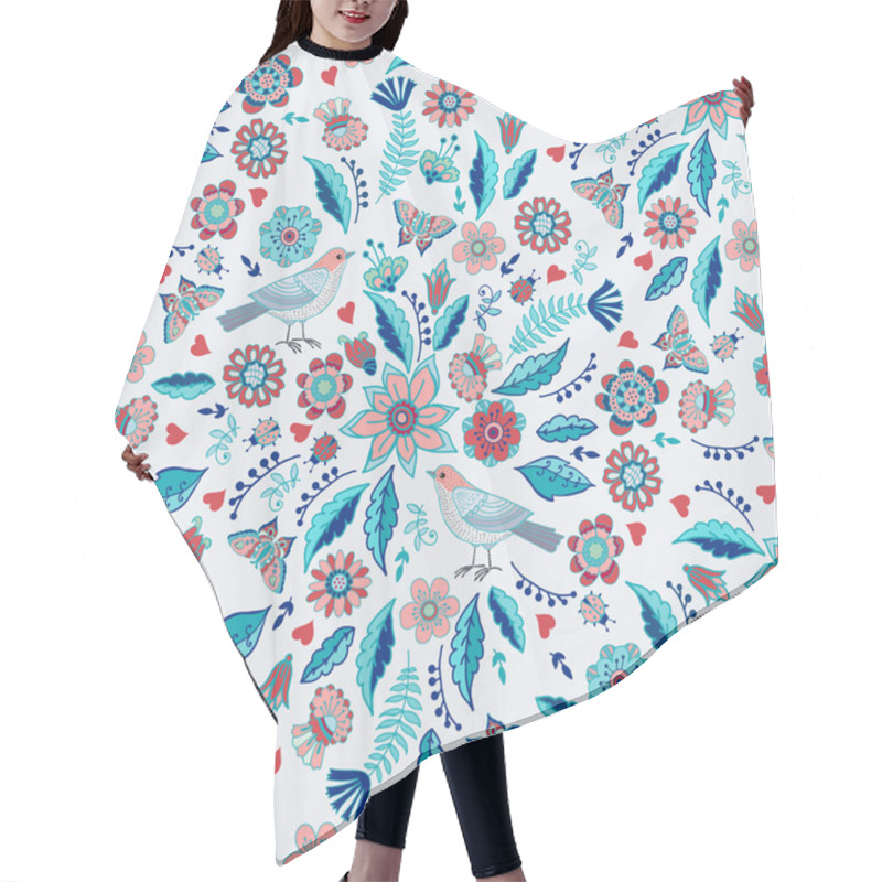 Personality  Floral Pattern With Birds Hair Cutting Cape