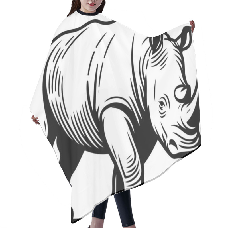 Personality  Detailed Line Art Illustration Of A Rhinoceros Suitable For Educational And Artistic Uses Hair Cutting Cape