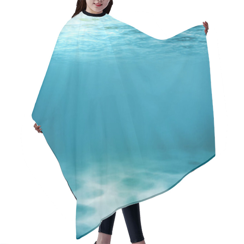 Personality  Underwater View Of The Sea Surface Or Tranquil Underwater Scene With Copy Space. Hair Cutting Cape