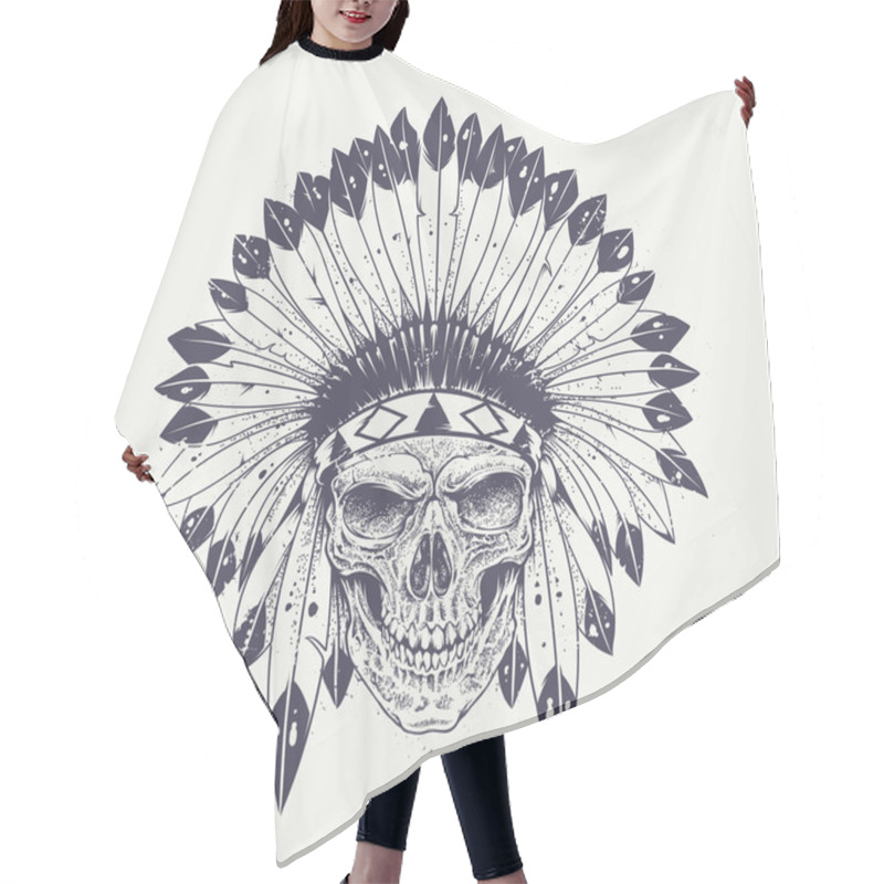 Personality  Dotwork Skull Art Hair Cutting Cape