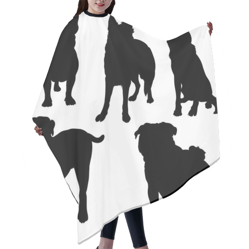 Personality  Vector Silhouettes Of Different Breeds Of Dogs In Various Poses Hair Cutting Cape