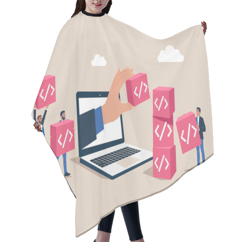 Personality  Computer Programming, Writing Application, Developer Coding. Website Coding. Programming Code. Vector Illustration Hair Cutting Cape