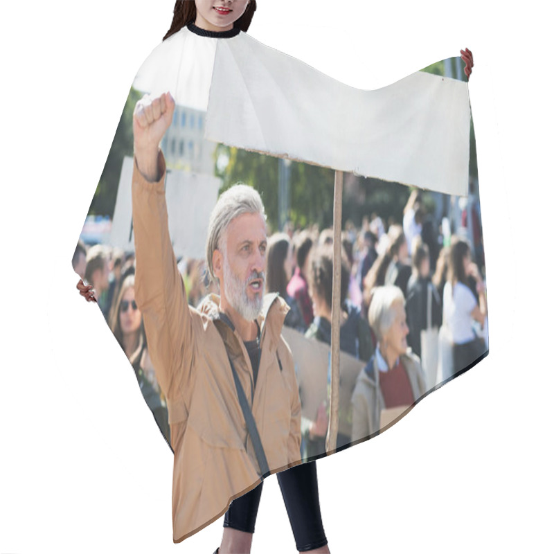 Personality  People With Placards And Posters On Global Strike For Climate Change. Hair Cutting Cape