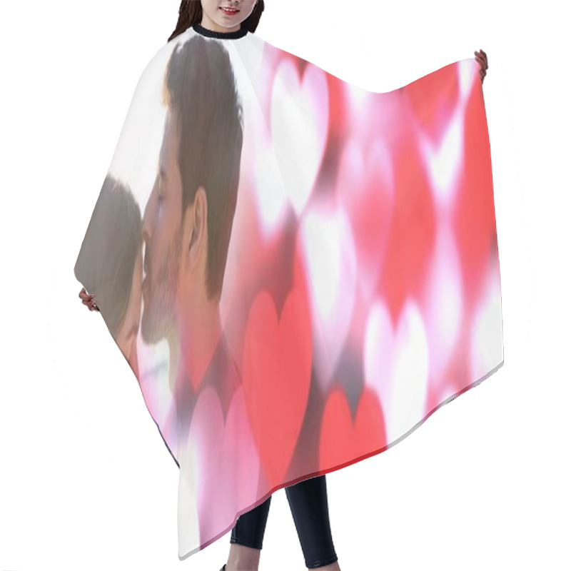 Personality  Digital Composite Of Couple With Valentine's Love Transition Hearts Hair Cutting Cape