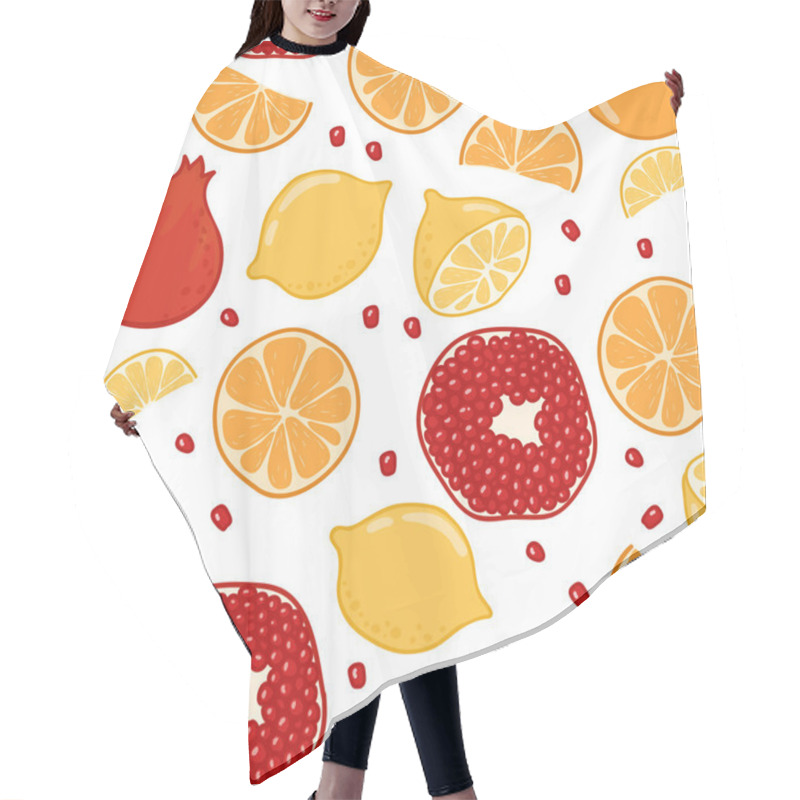 Personality  Seamless Pattern With Pomegranates And Citrus Fruits Hair Cutting Cape