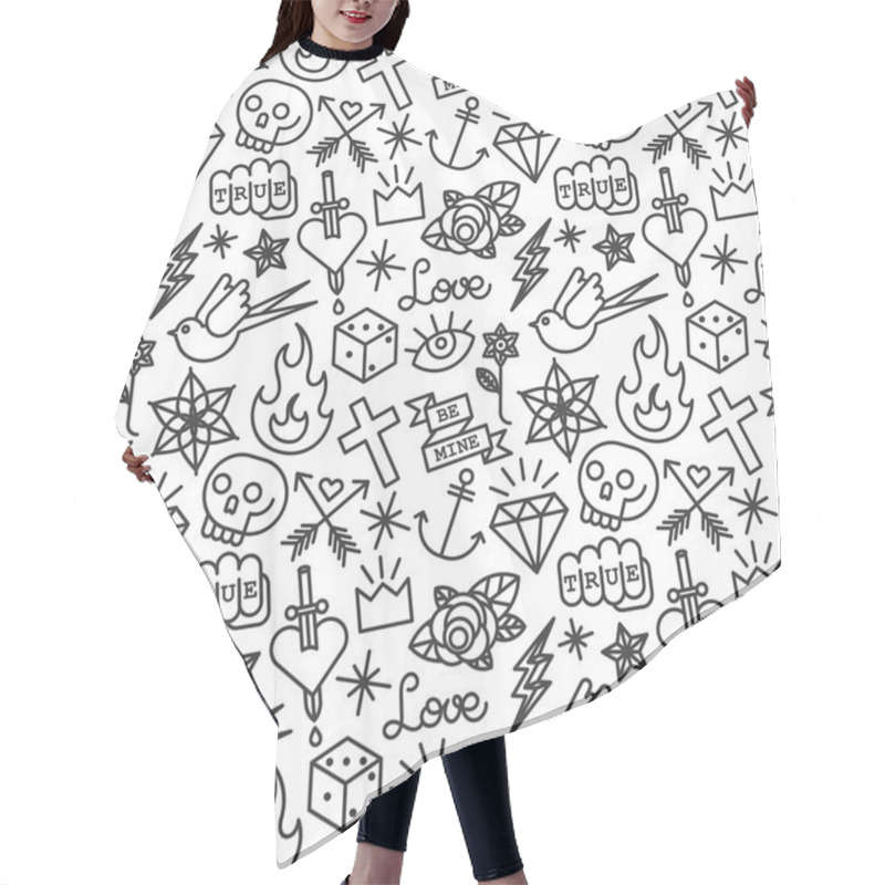 Personality  Tattoo Seamless Pattern Hair Cutting Cape