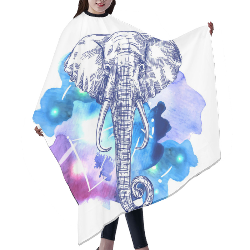 Personality  Illustration Portrait Of Elephant Hair Cutting Cape